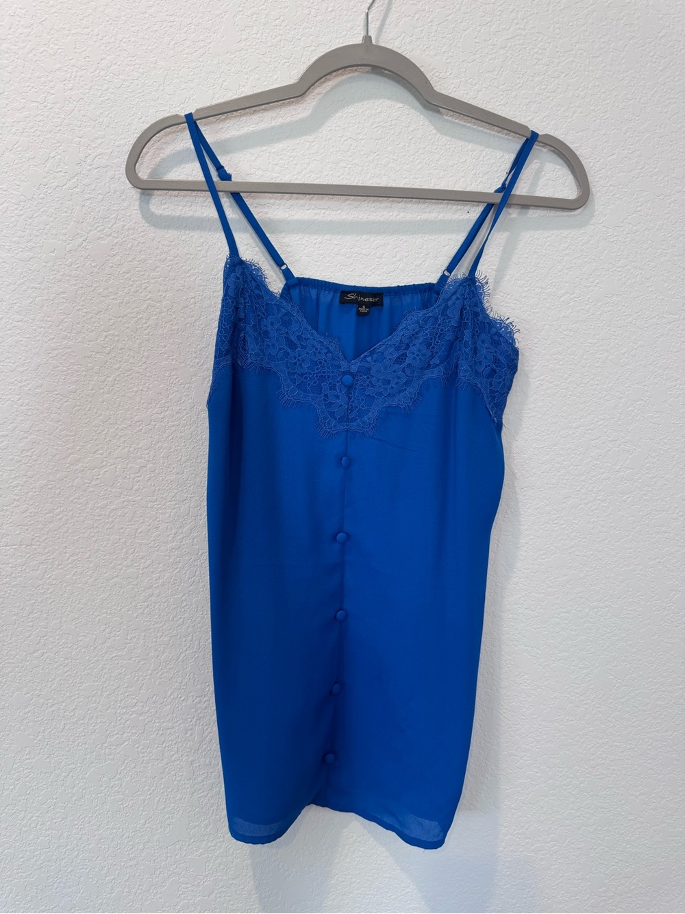 Shinestar Royal Blue Lace-Trim Slip Cami